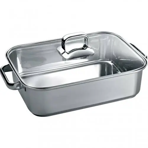 BOSCH Tava din otel inoxidabil cu capac termoizolant BOSCH HEZ390011 - 17000325, ideal pentru prajire, 6.5 L
