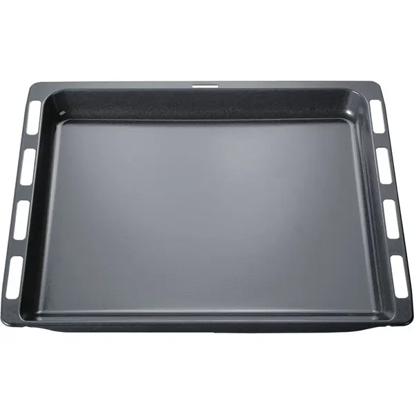 BOSCH Tava universala de copt emailata BOSCH HEZ332011 - 00575755, L46.5cm, l37.5cm, H4.1cm, G1.3kg, Recomandata pana la 250°C, Protectie la inclinare, DW Safe, Grey