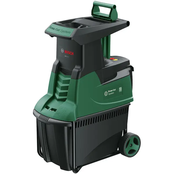 BOSCH Tocator crengi si resturi vegetale electric Bosch AXT 25 D, putere 2500 W, 40 mm diametru taiere, 53 l cutie colectare, taietor cu tambur, roti transport