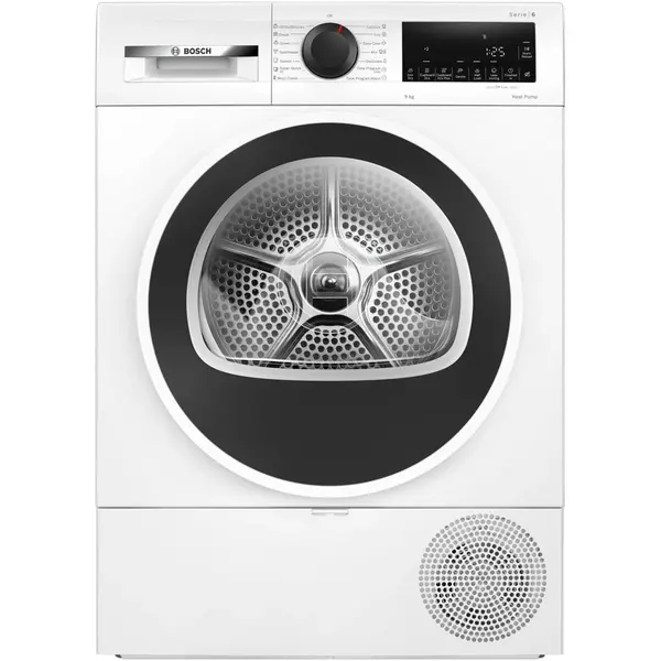 BOSCH Uscator de rufe Bosch WQG24101BY, Pompa de caldura, 9 Kg, 18 programe, AutoDry Technology, AntiVibration, Filtru EasyClean, Clasa D, Alb