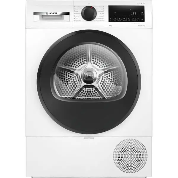 BOSCH Uscator de rufe Bosch WQG243DNBY, Pompa de caldura, 9 Kg, 14 programe, AutoDry, EcoSilence Drive, Clasa C, Alb
