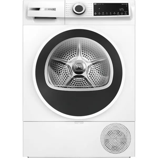 BOSCH Uscator de rufe Bosch WQJ24200BY, Pompa de caldura, 9 Kg, Easy clean filter, Control electronic/ display touch inclinat, 9 optiuni, Smart Dry, Home Connect, Clasa D, Alb/antracit