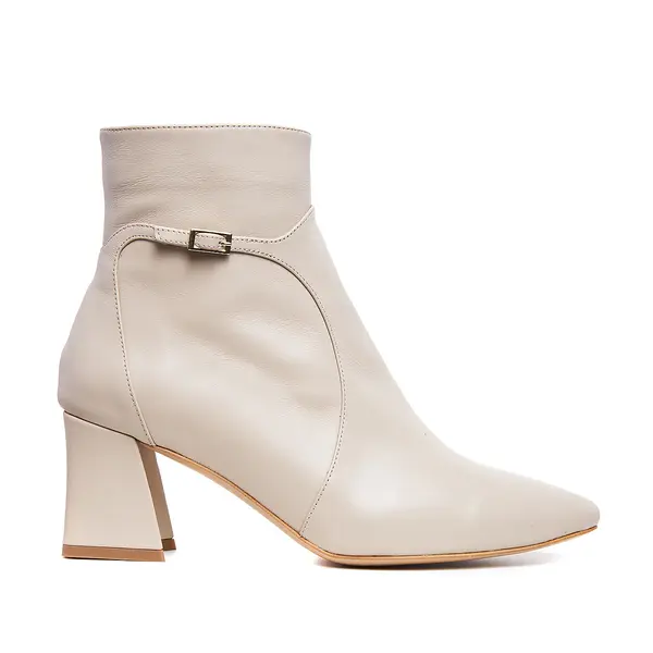 Botine Lucy Piele Naturala, Alb-Unt - 42 / 8 cm