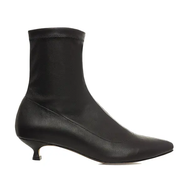 Botine Mia din Piele Elastica, Negre - 38 / 4 cm