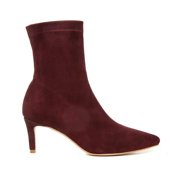 Botine Mia din Piele Intoarsa Elastica, Burgundy - Editie Limitata - 34 / 11 cm