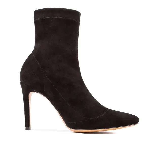 Botine Mia din Piele Intoarsa Elastica, Negre - 34 / 6.5 cm