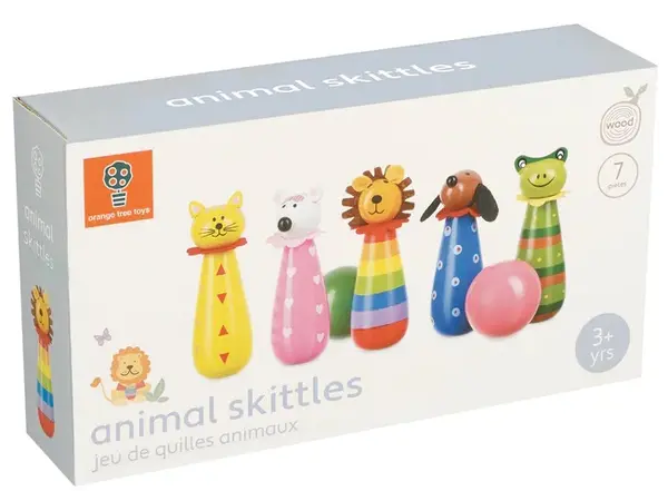 Bowling din lemn Orange Tree Toys - Animale