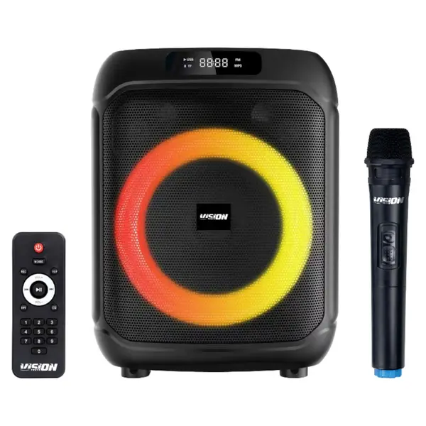 Boxa Karaoke Vision Touch VSKS01N, 20W, Microfon, Telecomanda, Negru