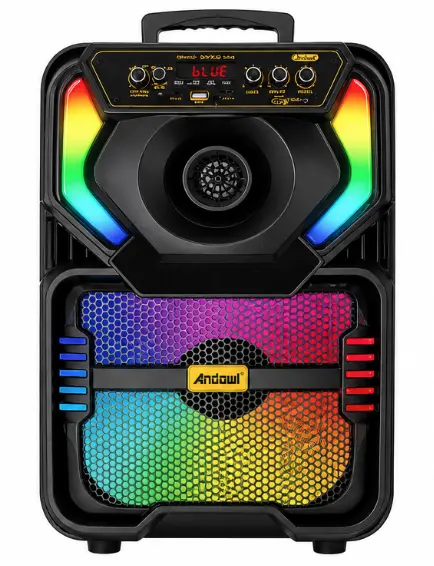 Boxa portabila Bluetooth Andowl Q YX808 de 8 inch RGB microfon inclus telecomanda karaoke bass puternic