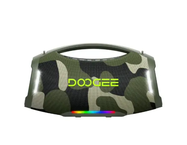Boxa Portabila Bluetooth DOOGEE Wild Boom Pro, Verde, 250W Peak (220W RMS), Bluetooth 5.3, IP55, RGB, TWS Stereo, USB, TF Card, AUX, 12000mAh, Curea Umar