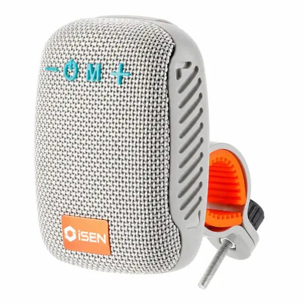 Boxa Portabila Bluetooth iSEN 392, Gri, Montare Rapida pe Ghidon Bicicleta sau Trotineta Electrica, 5W, TWS, Bluetooth 5.3, IPX5, Sunet Stereo 360 , Suport Inclus