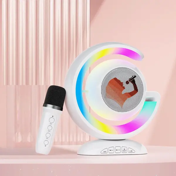 Boxă Portabilă cu Microfon Wireless, Lumină LED și Sunet Dinamic – Party Karaoke 3 în 1