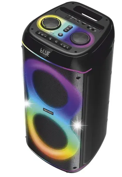 Boxa Portabila Daewoo DPS80, 80W RMS, redare USB si card, telecomanda, microfon wireless, lumini LED, mod karaoke, conectare wireless, Negru