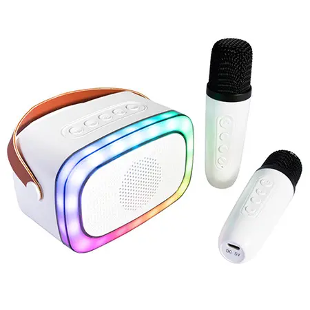 boxa portabila karaoke cu 2 microfoane functie bt/usb/tws
