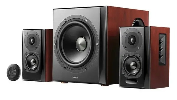 Boxe 150W RMS, 8inch, Edifier S350DB, AUX, Bluetooth, COX, OPT, PC, telecomanda, carcasa lemn