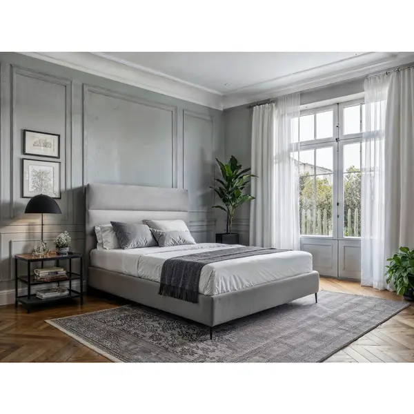 Boxspring, 120/200 cm, gri deschis