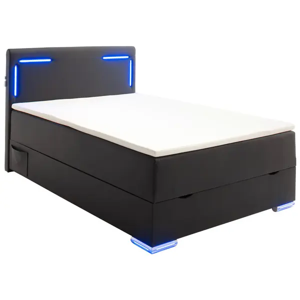 Boxspring, 140/200 cm, negru