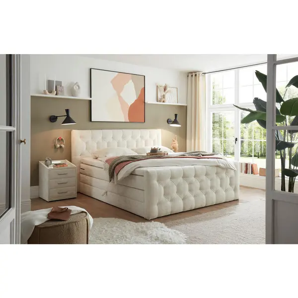 Boxspring, 180/200 cm, crem