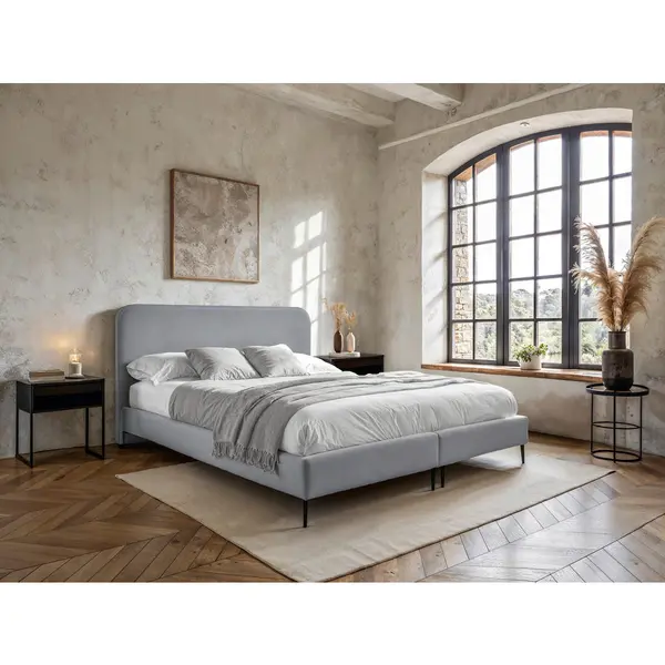 Boxspring, 180/210 cm, gri deschis