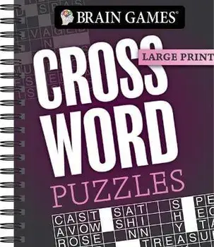 Brain Games - Large Print: Crossword Puzzles (Dark Gray), Spiral/***