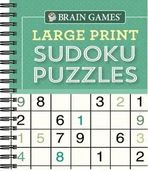 Brain Games - Large Print Sudoku Puzzles (Green), Spiral/***