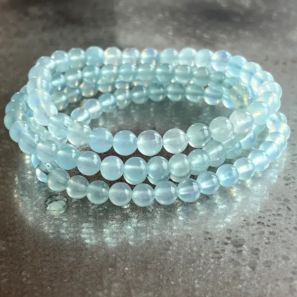 Bratara 6 mm cristal acvamarin AAA -model 3