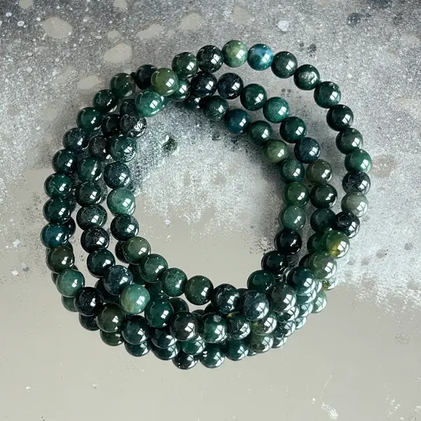 Bratara agat muschi / moss 6 mm