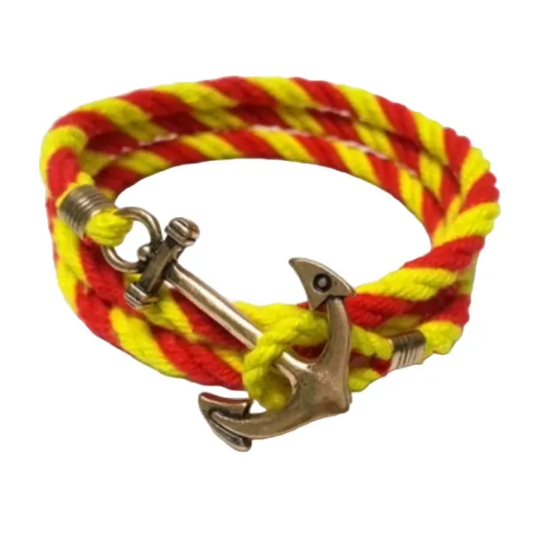Bratara Barbati, Zamo®, Nautica, KJP, Inchizatoare Cupru, Detaliu Ancora, Rosu si Galben