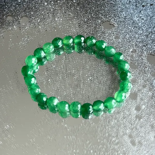 Bratara copii fatetata jad verde 6 mm