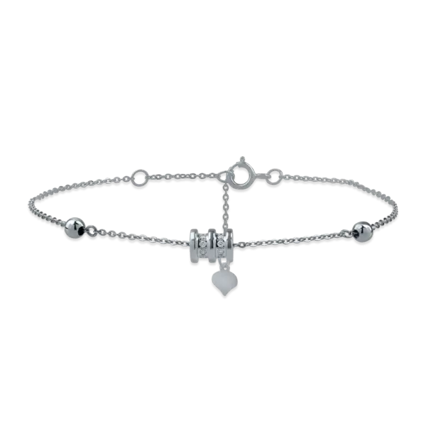 Bratara cu detalii geometrice din aur alb cu diamante de 0.05ct