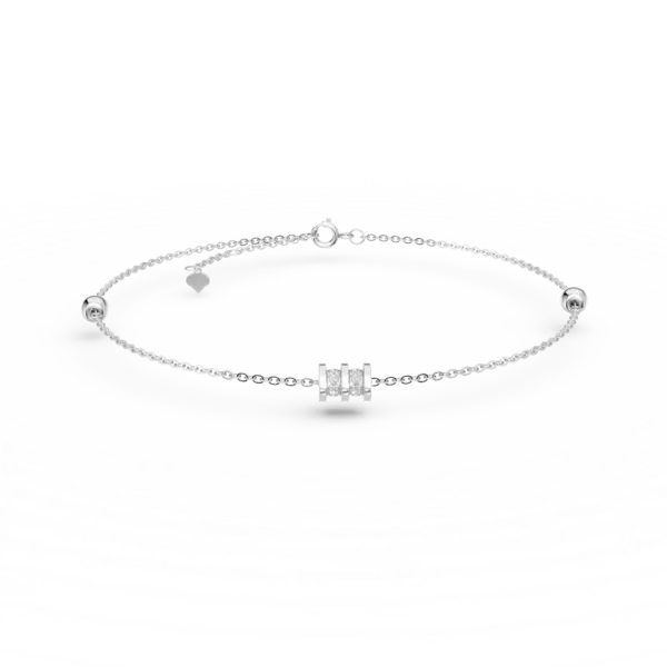 Bratara cu detalii geometrice din aur alb cu diamante de 0.05ct