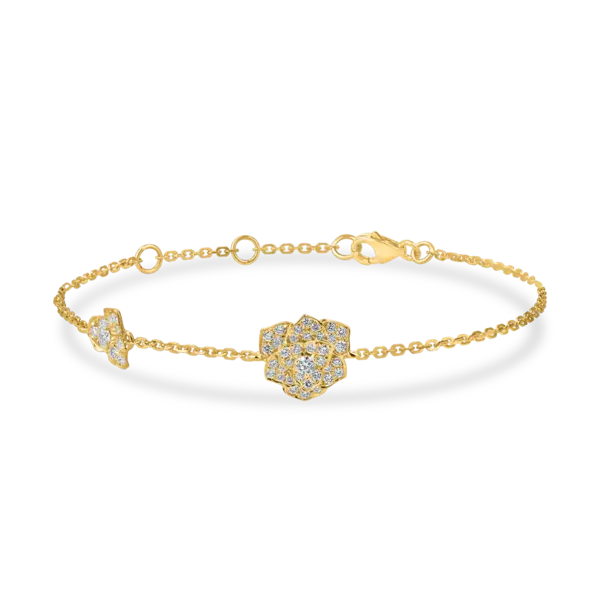 Bratara cu pandantiv floare din aur galben si diamante de 0.3ct