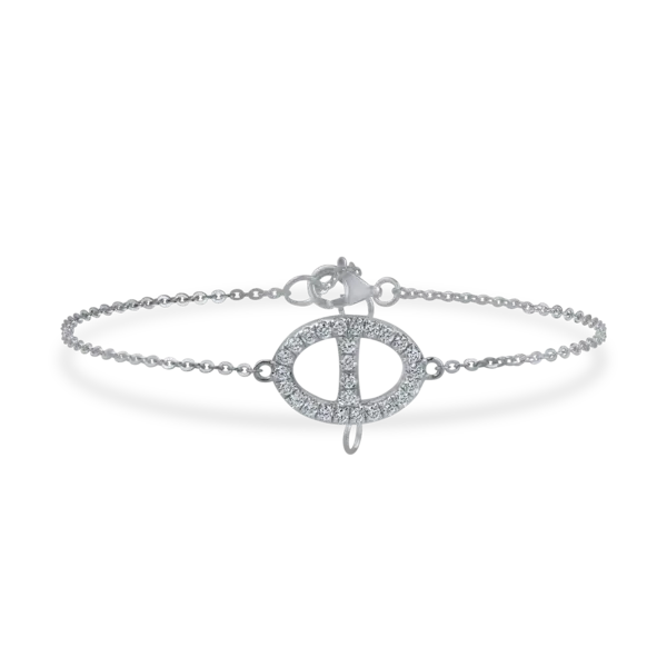 Bratara cu pandantiv geometric din aur alb cu diamante de 0.27ct