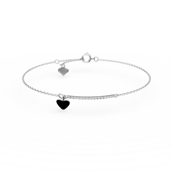 Bratara cu pandantiv inima din aur alb cu diamante de 0.07ct