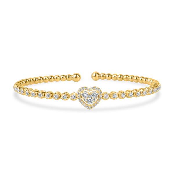 Bratara cu pandantiv inima din aur galben cu diamante de 0.9ct