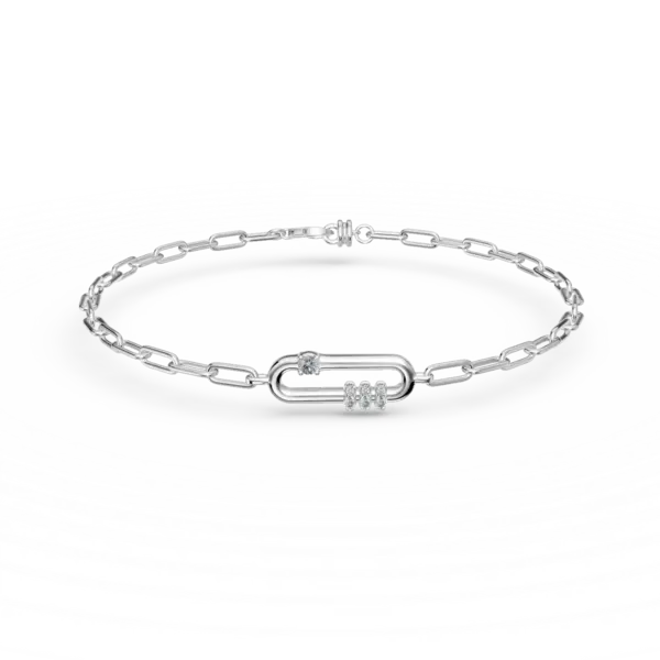 Bratara cu pandantiv oval din aur alb cu diamante de 0.07ct