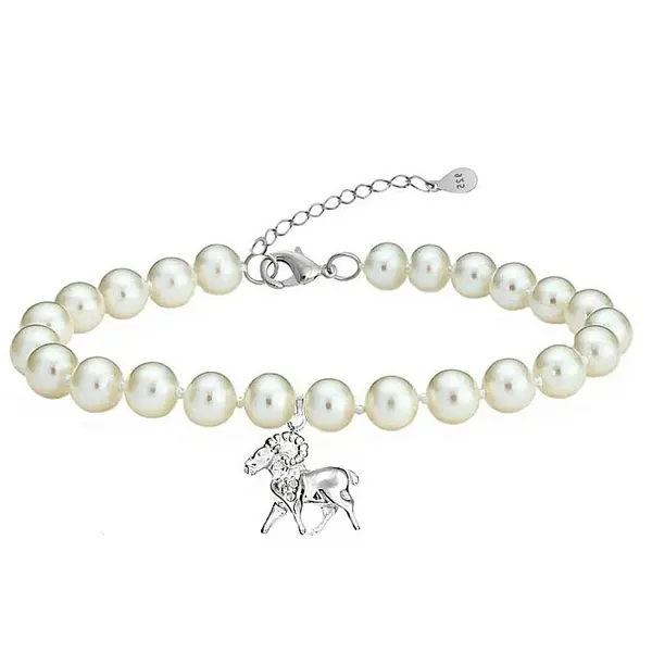 Bratara cu Perle Naturale Zodiac Berbec, de 6 mm si Argint
