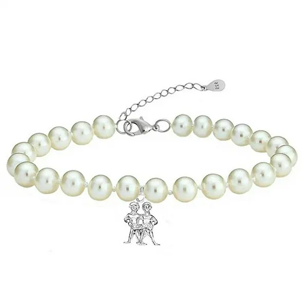 Bratara cu Perle Naturale Zodiac Gemeni, din Perle de 6 mm cu Argint 925