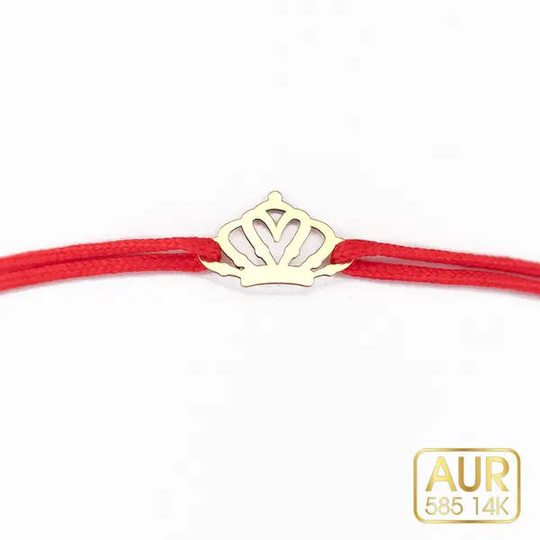 Brățară cu Șnur și Coroniță din Aur 14K: Eleganță și Stil