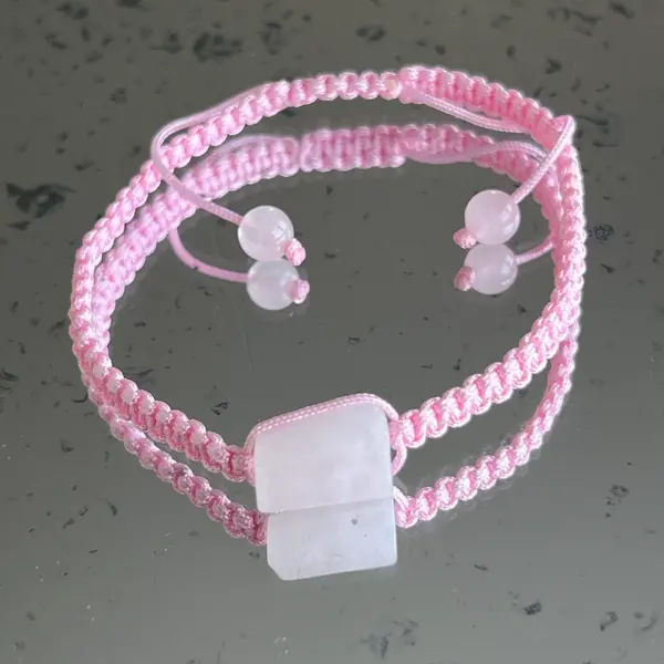 Brățară cuart roz ajustabila | Knotted