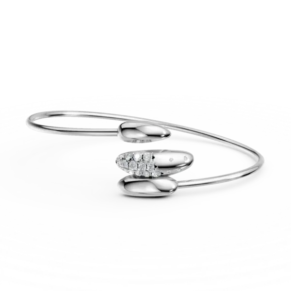 Bratara deschisa din aur alb cu diamante de 0.3ct
