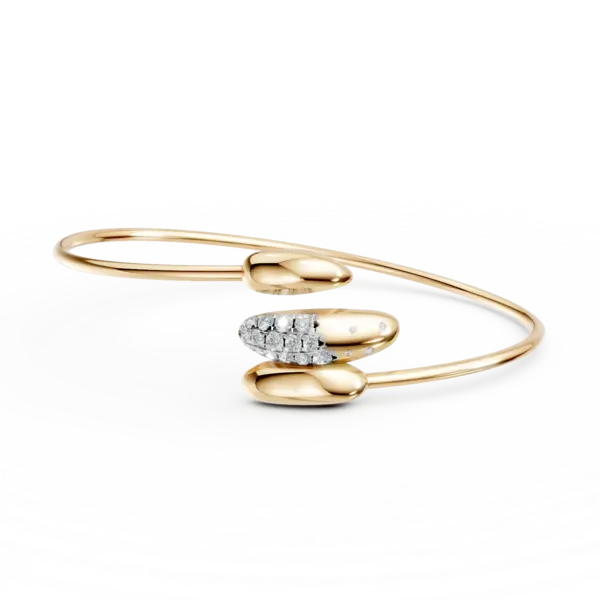 Bratara deschisa din aur galben cu diamante de 0.3ct