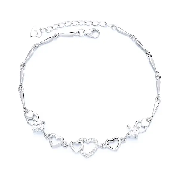 Bratara din argint 925 pentru dama, JW1607, model inimioare, placata cu rodiu