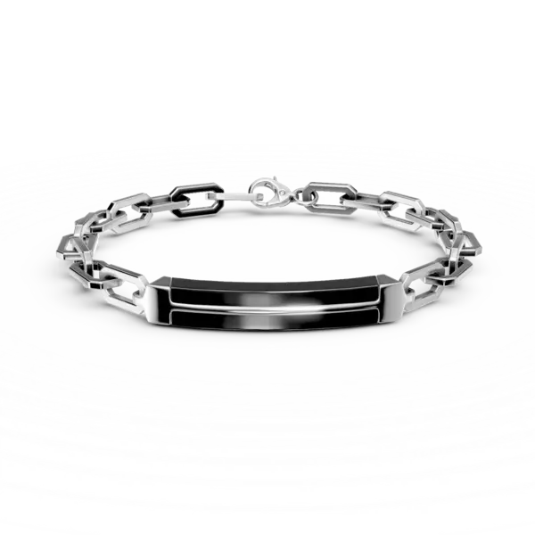 Bratara din argint cu agat negru de 2.4ct pentru barbati