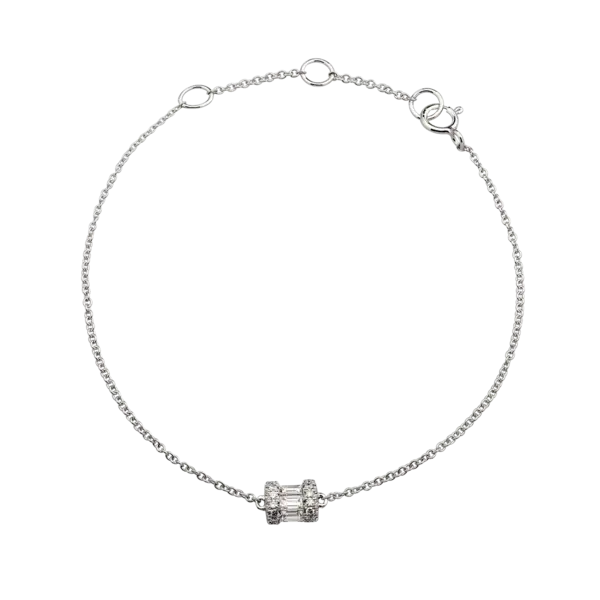 Bratara din aur alb cu diamante baguette si rotunde de 0.233ct