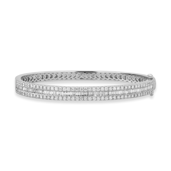 Bratara din aur alb cu diamante baguette si rotunde de 2.67ct
