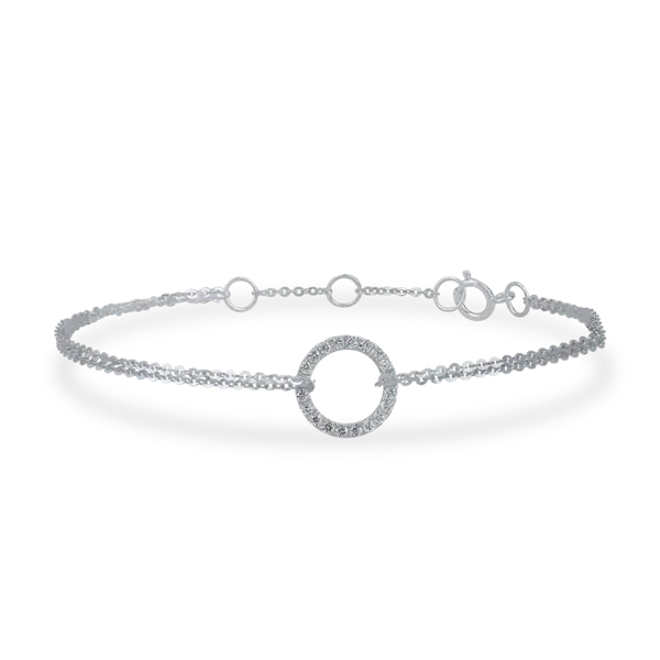 Bratara din aur alb cu pandantiv geometric cu diamante de 0.15ct