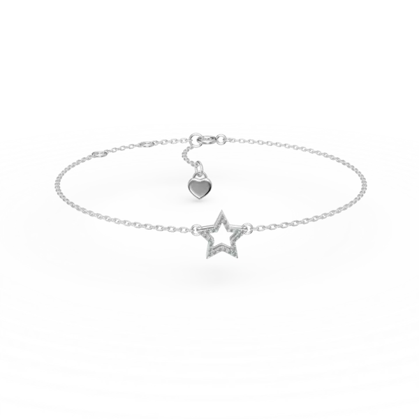 Bratara din aur alb cu pandantiv stea si diamante de 0.05ct