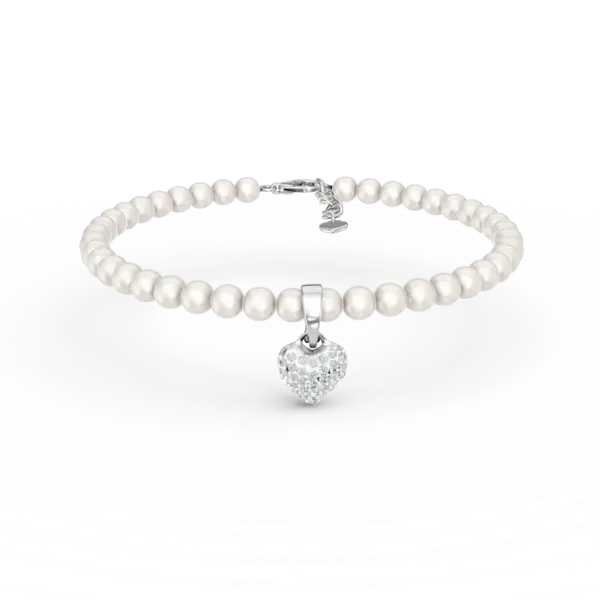 Bratara din aur alb cu perle de cultura de 21.2ct si diamante de 0.1ct