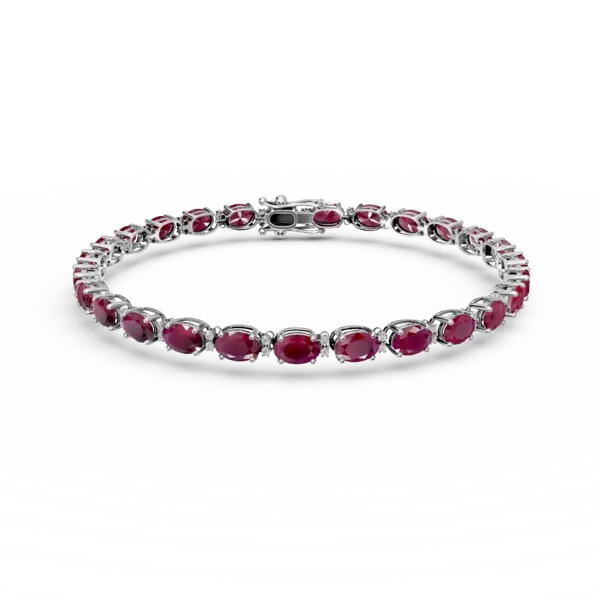 Bratara din aur alb cu rubine de 8.34ct si diamante de 0.24ct